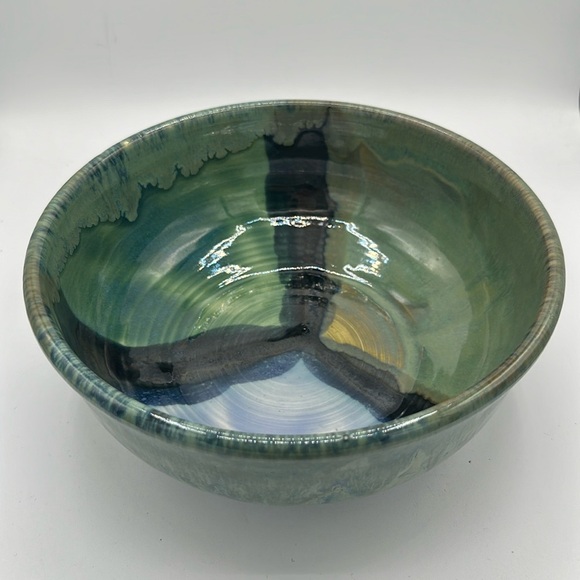 Handmade drip glaze pottery bowl